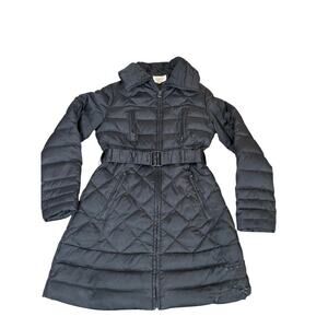 FLAWED Laundry by Shelli Segal Coat puffer down black zip button up hooded SZ MD